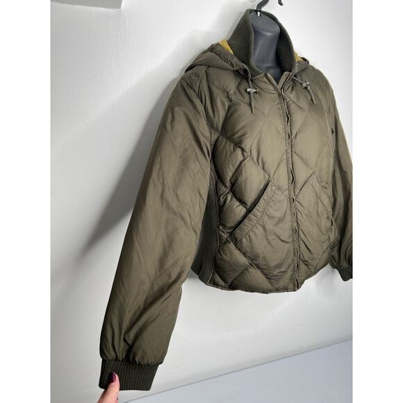Vintage Bauer Down Eddie Bauer Jacket Green Olive Women's Full Zip Size Large - Picture 7 of 12